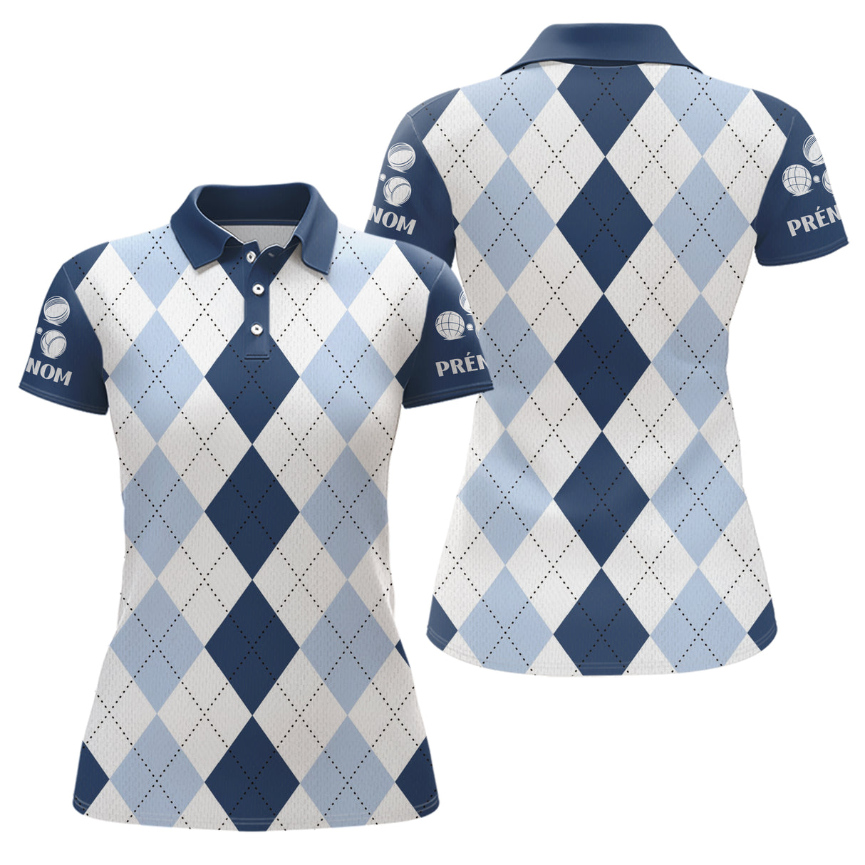 Vetement Pétanque Homme Femme - Design Raffiné Losanges - Polo Femme