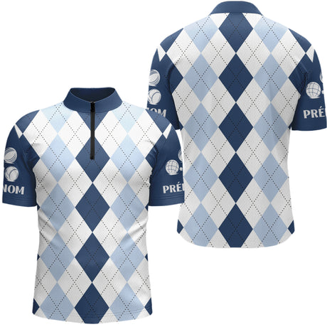 Vetement Pétanque Homme Femme - Design Raffiné Losanges - Polo Zippé Homme
