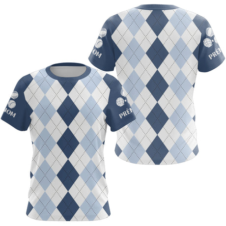 Vetement Pétanque Homme Femme - Design Raffiné Losanges - T-Shirt Femme