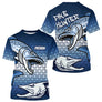 Vetements Pêcheur Brochet Personnalisé - Bleu & Blanc Homme Sportif - T-Shirt Homme