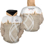 Sweat à capuche Passion Pétanque Genève blanc et beige sable design lignes courbes logo personnalisable