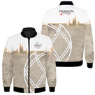 Veste Passion Pétanque Genève blanc et beige sable design lignes courbes logo association personnalisable