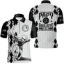 Polo pétanque manches longues unisexe blanc argyle, design papy bouliste deux titres pour grand-père