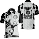 Polo pétanque manches longues unisexe blanc argyle, design papy bouliste deux titres pour grand-père