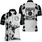 Polo pétanque manches longues unisexe blanc argyle, design papy bouliste deux titres pour grand-père