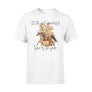 T-shirt femme cheval blanc motif cheval au galop arbre feuillage automnal rouge orange citation saisonnière