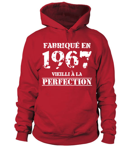 Cadeau Anniversaire, Fête d'Anniversaire, Fabriqué En 1967, Vieilli À La Perfection - VEAGFE1967 Sweat à Capuche Rouge