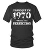 T-shirt anniversaire noir vintage unisexe avec inscription Fabriqué En 1970 Vieilli À La Perfection style grunge