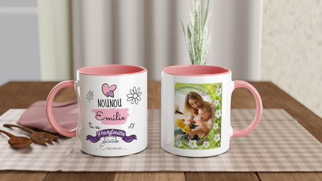 Chiptshirts - Mug Multicolore à Personnaliser, Cadeau Pour Nounou, Nounou Parfaite, Mug Rose et Blanc - CTS21032201 Mug Personnalisé