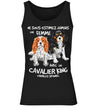 Camiseta Cavalier King Charles Spaniel para mujer, Humor de perro, nunca subestimes a una mujer CTS23032203