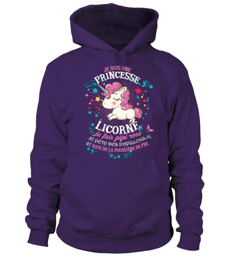 Princesse Licorne Tshirt Cadeau Femme CTS24032201 Sweat à Capuche Noir Violet