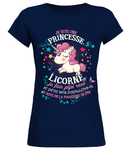 Princesse Licorne Tshirt Cadeau Femme CTS24032201 T-shirt Femme Bleu