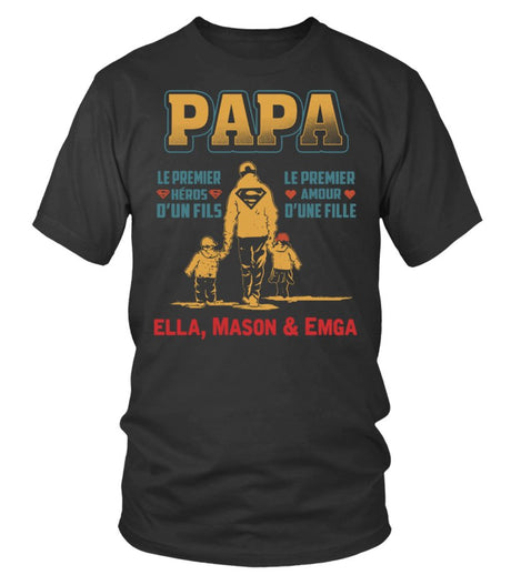 Camiseta premium para hombre, Regalo personalizado del Día del Padre, Súper papá, El primer héroe de un hijo, El primer amor de una hija - CTS23052201