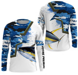 Sea Fishing Clothing for Tuna Fishing, Navy Camouflage and Yellow Tuna Pattern - CTS12042207