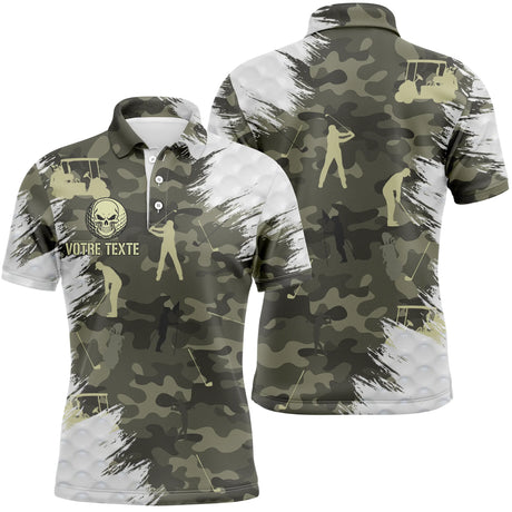 Polo Shirt Pour Homme et Femme, Cadeau Golfeur Personnalisé avec Texte-Logo, Polo à Séchage Rapide, Impression Camouflage, Golfeur, Voiture de Golf - CTS10052210 - Polo Homme