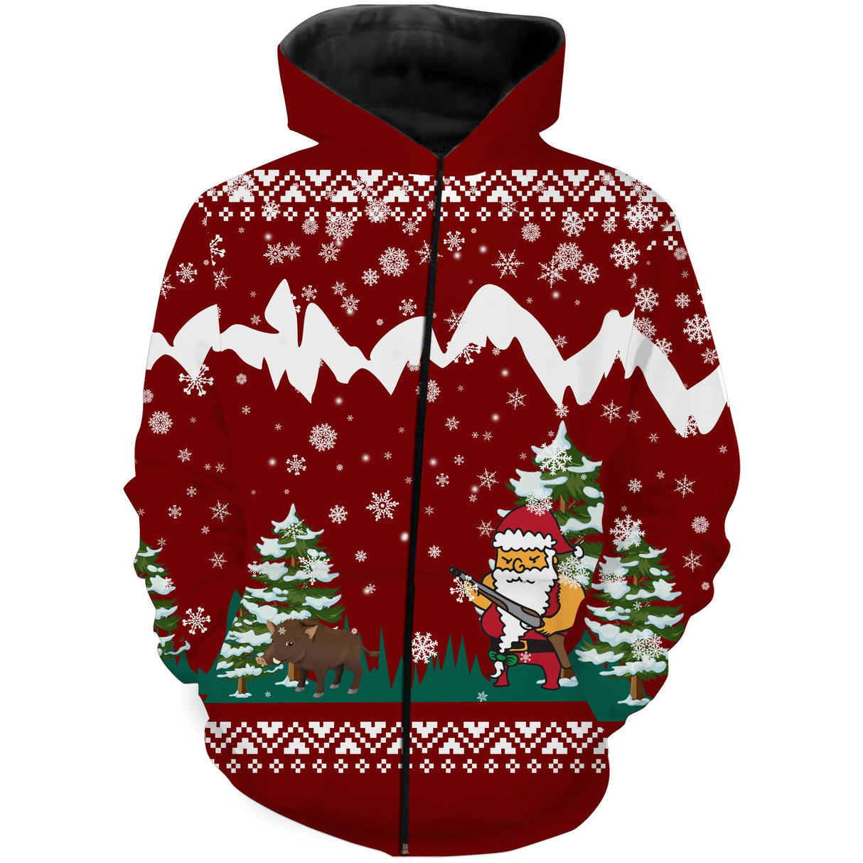 Suéter navideño rojo, caza de jabalí de Papá Noel, regalo de Navidad para cazador - CT12112246