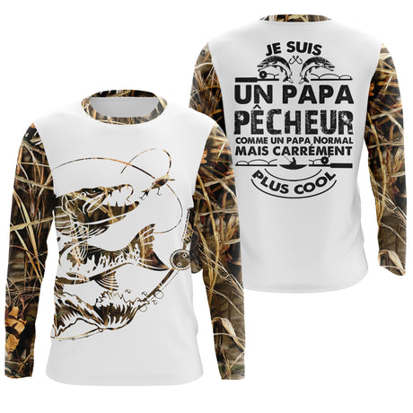 T-shirt Pêcheur Anti-UV: "Un Papa Pêcheur Plus Cool" - Confort & Style Assurés - CT16072028 T-shirt Anti UV Manches Longues Unisexe