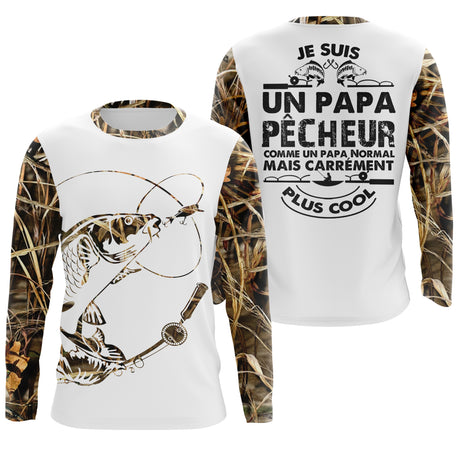 Sweat de Pêcheur 'Papa Cool' - Confort Respirant, Style Unique pour Pêche, Cadeau Idéal Toutes Saisons - CT16072030 T-shirt Anti UV Manches Longues Unisexe