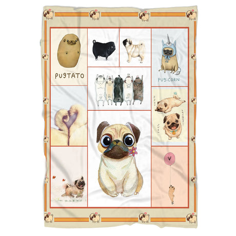 Cute Pug Blanket, Gift for Dog Fan, Dog Breed from China - CT19122242