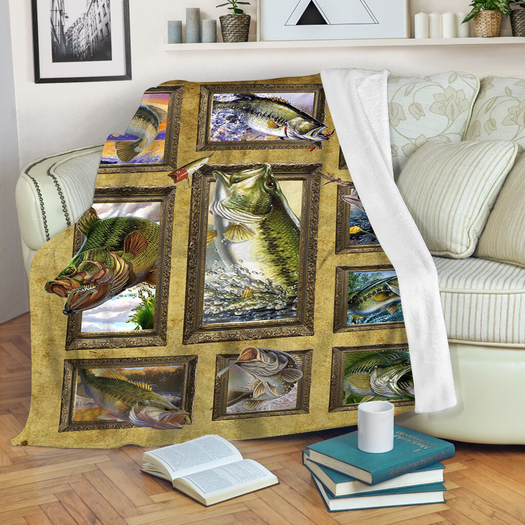 Bass Fishing Blanket, Ideal Fishing Fan Gift - CT30072224