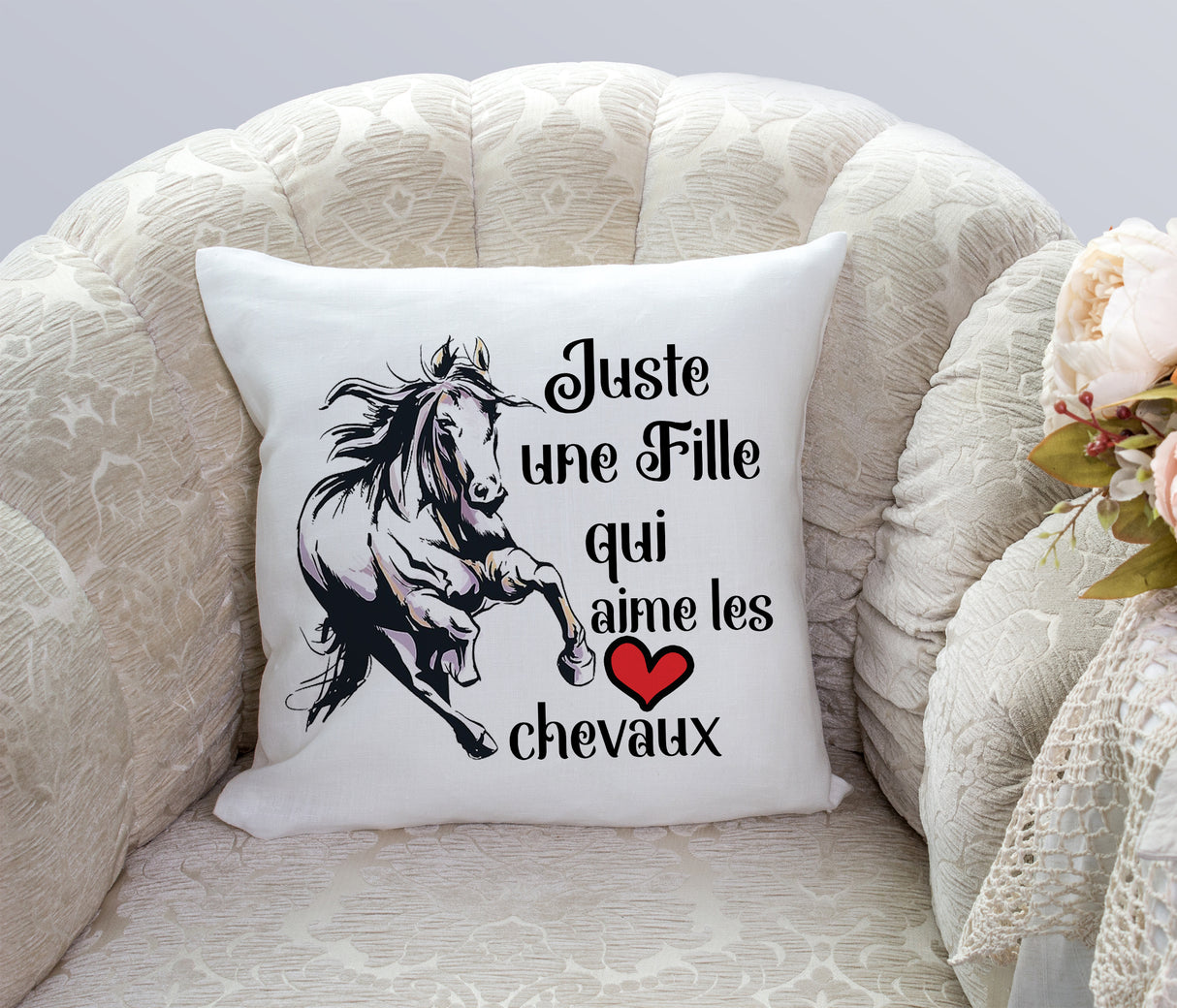 Original Horse Riding Gift Square Satin Cushion - Just A Girl Who Loves Horses - Horse Girl Gift - CTS09042202