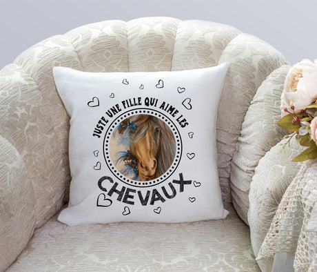 Square Satin Cushion - Original Horse Riding Gift - Just A Girl Who Loves Horses - Horse Girl Gift - CTS09042203