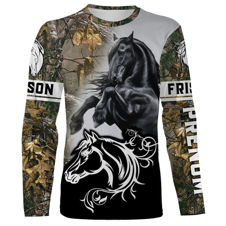 T-shirt cavallo frisone, regalo personalizzato per equitazione, cavalli della passione, amore frisone - CT06072223