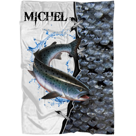 Personalisiertes Lachsfischen-Plaid, Geschenkidee für Fischer – CT09082225