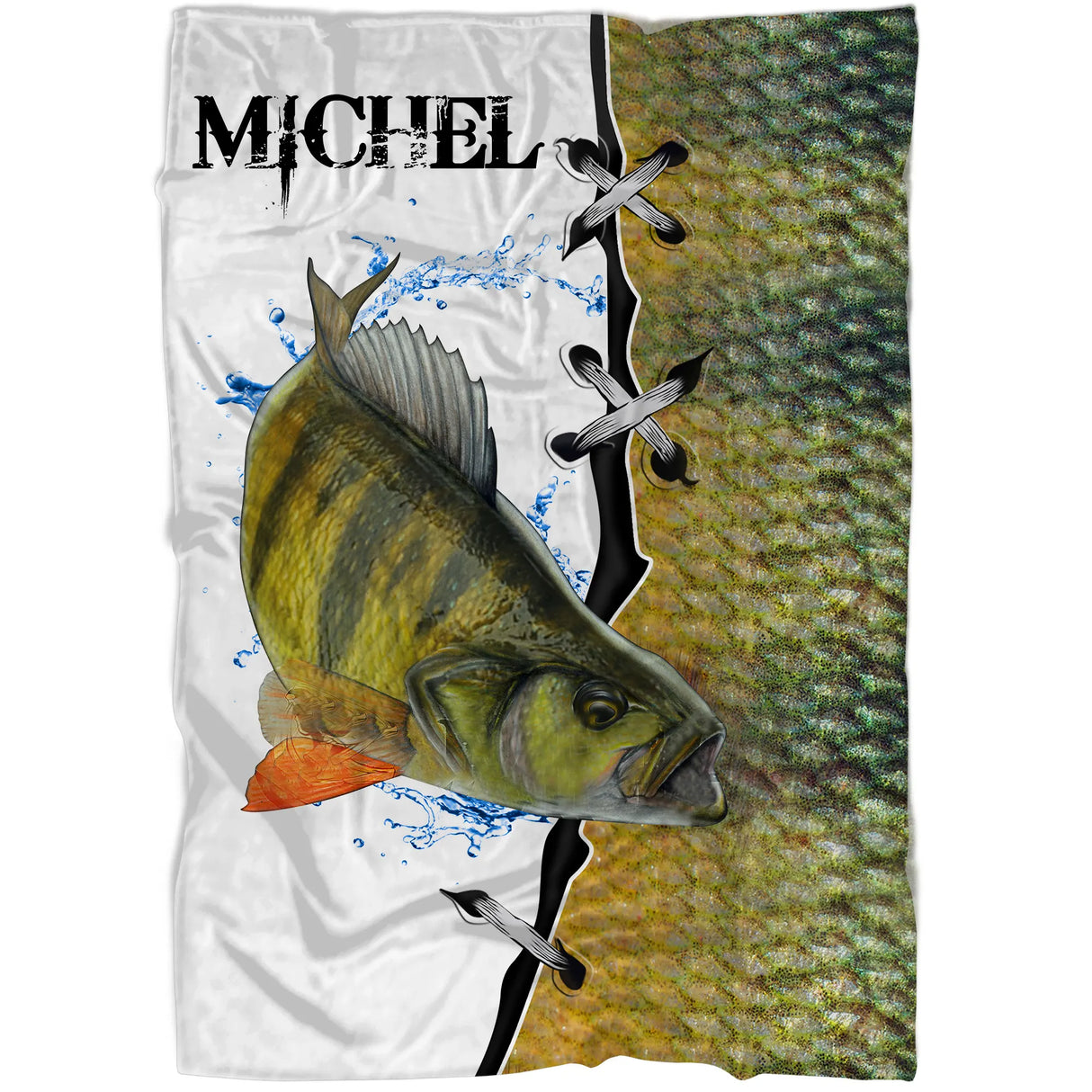 Plaid personalizzato per la pesca del pesce persico, idea regalo per pescatori - CT09082230
