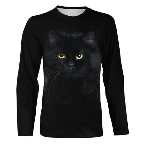 T-Shirt T-Shirt Herren Damen 3D-Druck Süße schwarze Katze Tägliches Wochenende Grundlegend Rundhalsausschnitt Normal Standard Katze 3D-Gemälde – CT16012315