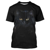 T-Shirt T-Shirt Herren Damen 3D-Druck Süße schwarze Katze Tägliches Wochenende Grundlegend Rundhalsausschnitt Normal Standard Katze 3D-Gemälde – CT16012315