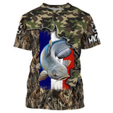 Pêche Du Silure, Camouflage, Drapeau France, Cadeau Personnalisé Pêcheur - CT19072216 T-shirt All Over Col Rond Unisexe