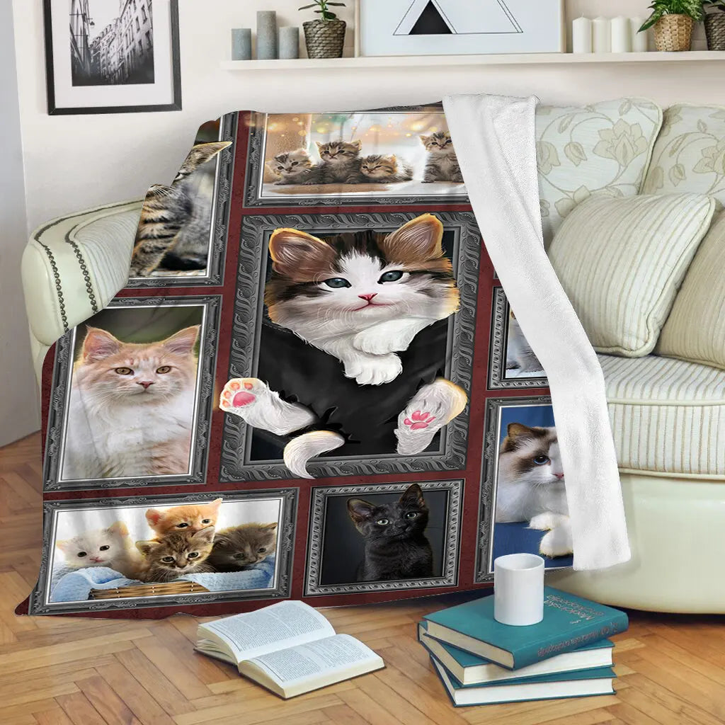 Simpatico plaid con gatti 3D, regalo per i fan dei gatti - CT19122240