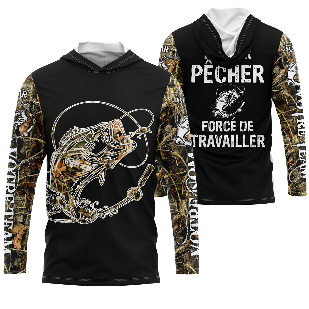 T-shirt Humour Pêche Du Bar - Écologique et Durable - Style et Confort Pour Pêcheur - CT24072022 T-shirt Anti UV à Capuche Unisexe Noir