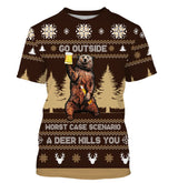 Christmas Sweater, Bear Drinks Beer, Go Outside Pattern, Family Christmas Gift - CT07112235