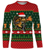 Christmas Sweater, Fisherman Christmas Gift, Fishing Hook Pattern, Carp and Santa Hat - CT15112229