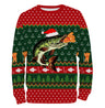 Suéter navideño, regalo de Navidad de pescador, patrón de anzuelo de pesca, lucio y gorro de Papá Noel - CT15112230