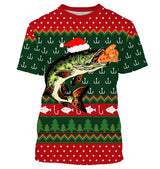 Christmas Sweater, Fisherman Christmas Gift, Fishing Hook Pattern, Pike and Santa Hat - CT15112230