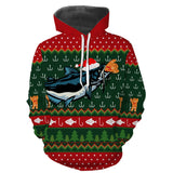 Maglione natalizio, regalo natalizio da pescatore, motivo amo da pesca, pesce gatto e cappello da Babbo Natale - CT15112231