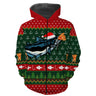 Suéter navideño, regalo navideño de pescador, patrón de anzuelo de pesca, bagre y gorro de Papá Noel - CT15112231