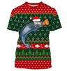 Suéter navideño, regalo de Navidad de pescador, patrón de ganchillo de pesca, salmón y gorro de Papá Noel - CT15112233