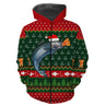 Maglione natalizio, regalo natalizio da pescatore, motivo pesca all'uncinetto, salmone e cappello da Babbo Natale - CT15112233