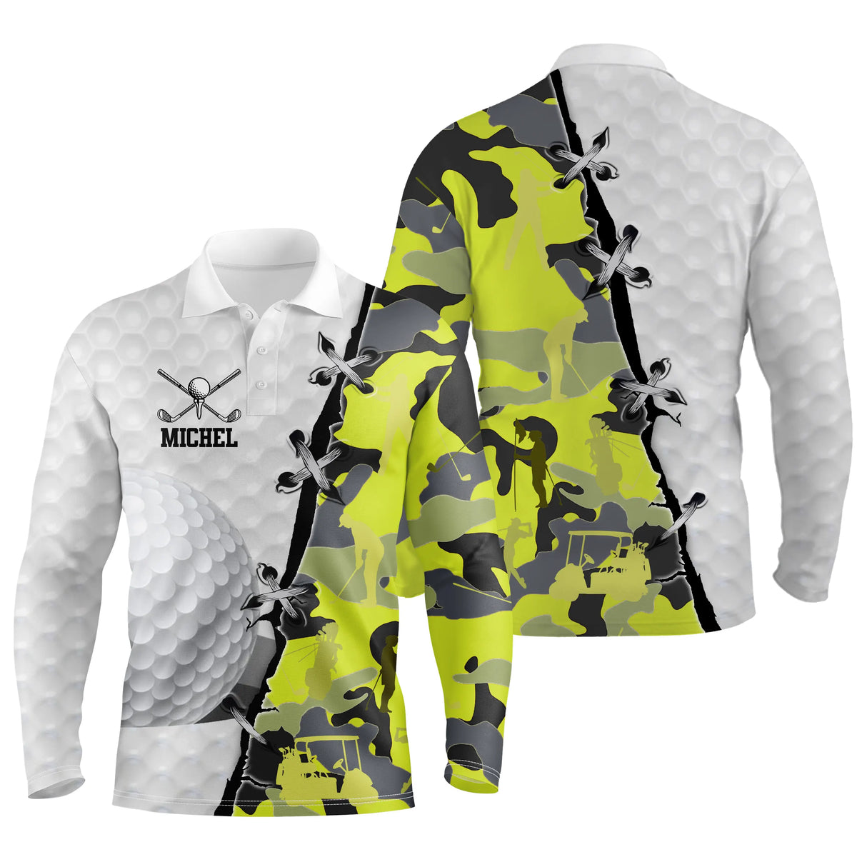Langärmliges Golf-Poloshirt, personalisiertes Golfer-Geschenk, Tarnmuster – CTS17052217