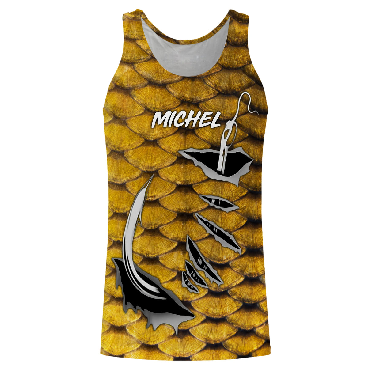 Personalized T-shirt Carp Scales, Fishing Hooks, Original Fisherman Gift - CT28072212