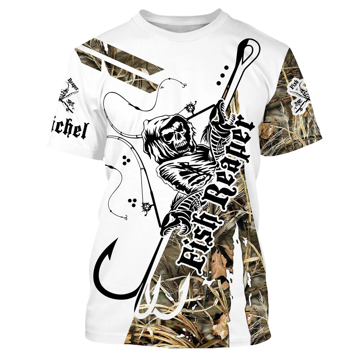 Personalisiertes Angel-Camouflage-T-Shirt, originelles Fischergeschenk, Fischschnitter – CT28072214