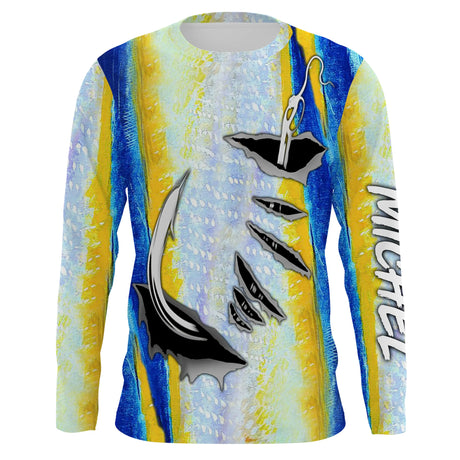 Personalized Tuna Skin T-shirt, Fishing Hooks, Original Fisherman Gift - CT28072219