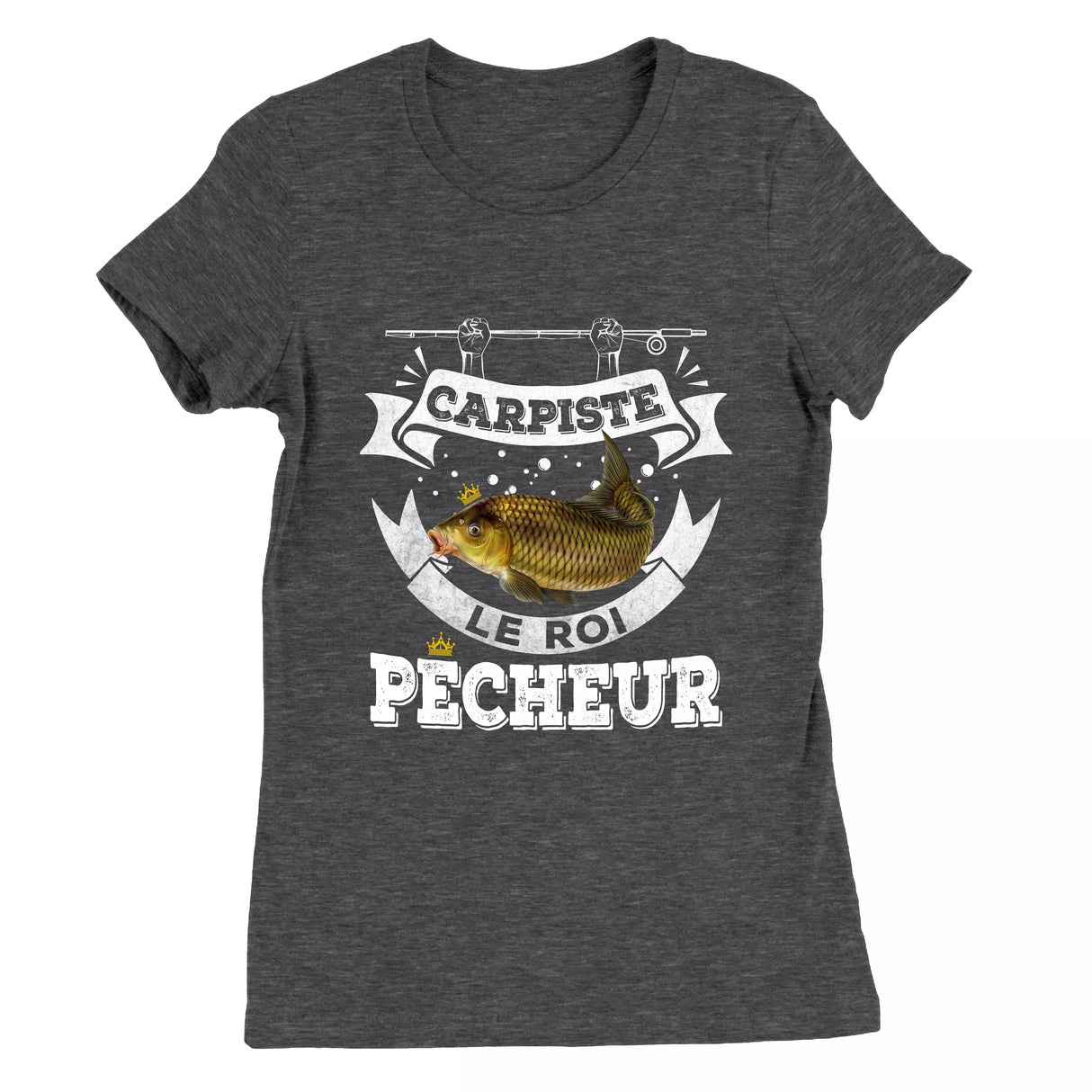 Pêcheur Carpiste, Cadeau Pour Pêcheur, Tee Shirt Homme et Femme, Carpiste Le Roi Pêcheur - CTS29042212 T-shirt Premium Femme Gris
