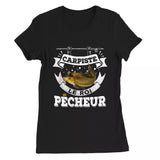 Pêcheur Carpiste, Cadeau Pour Pêcheur, Tee Shirt Homme et Femme, Carpiste Le Roi Pêcheur - CTS29042212 T-shirt Premium Femme Noir