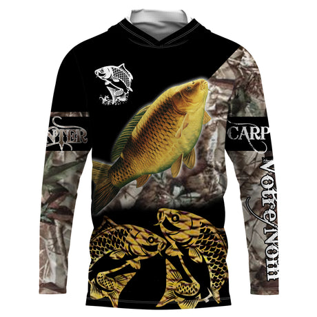 Sweat de Pêche à la Carpe, Vêtement Technique Camouflage, Hoodie avec Motif Carpe - Prêt-à-Pêcher - VEPECA021 T-shirt Anti UV à Capuche Unisexe