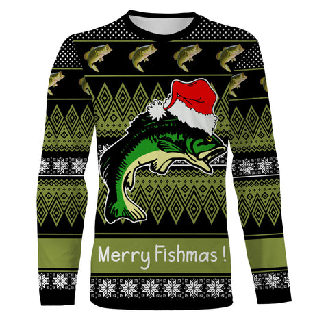Suéter navideño, regalo de Navidad para pescadores, pez con gorro de Papá Noel - CT12112241